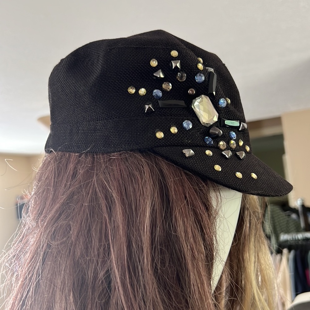 Black OSFM Rhinestone Embellished Cap - Picture 2 of 4